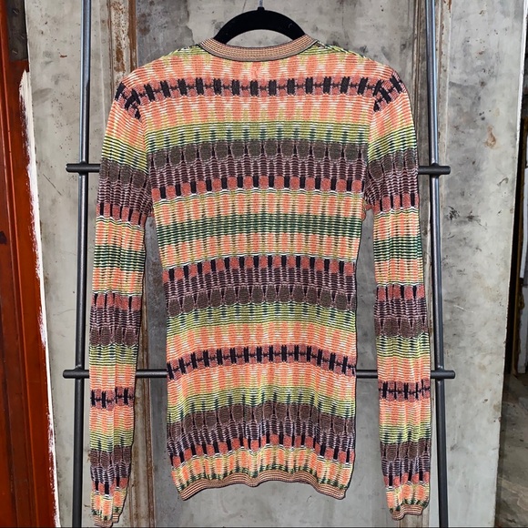 Missoni Orange Lime Green Zig Zag Cardigan Sweater - Picture 4 of 16